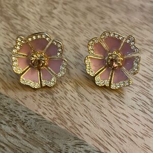 Kate Spade Pink and Gold Flower Earrings